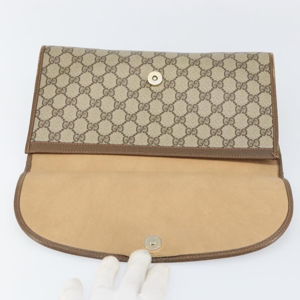 GUCCI GG Supreme Web Sherry Line Clutch Bag PVC Beige Gold 89 01 031 Auth 156430 - Picture 9 of 16